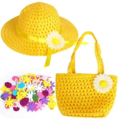 Image of VEYLIN Easter Bonnet, Bonnet Hat for Kids Make Your Own Hat, Kit Boy Girl(Yellow)