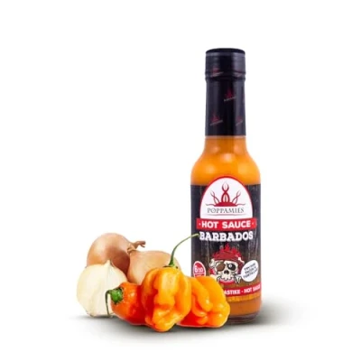 Image of Poppamies Hot Sauce Barbados Caribbean Taste Gluten Free Lactose Spiciness: 6/10 150ml