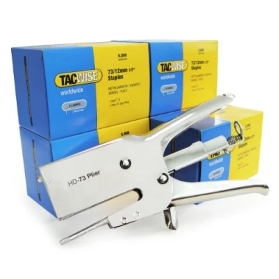 Image of Tacwise 1199 HD 73 Heavy Duty Plier Stapler with 5 Boxes of 5,000 73/12mm Staples, Chrome