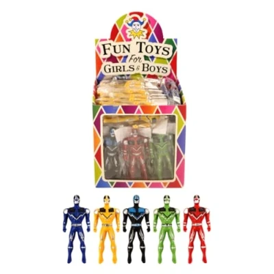 Image of HENBRANDT 10 Super Fighter Figures (10 cm), Party Bag Filler For Children, Mini Figure Toy with Movable Arms, 5 Assorted Colours