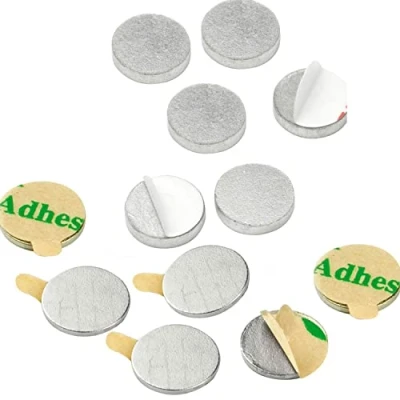 Image of vasalat Flat Disc Magnet, Magnets with Metal Discs, Self Adhesive, Round Magnet Diameter 10 mm, Neodymium Nickel