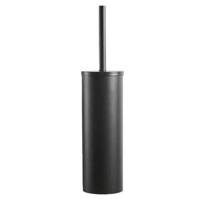 Image of Toilet Bowl Brush and Holder, Stainless Steel Handle Cleaner with Lid Durable Scrubbing Bristles for Bathroom Cleaning (Black Standing)