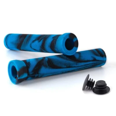 Image of Wilitto Scooter Grips Bike Handlebar with Bung Ends, Soft Rubber Flangeless Mountain Handles For Stunt Scooters, MTB, BMX Urban Bike, Tricycle, Wheel Chair Black Blue