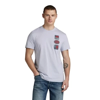 Image of G STAR RAW Men&#039;s Multi Badge T Shirt, Grey (icelandic blue D23903 336 G081), S