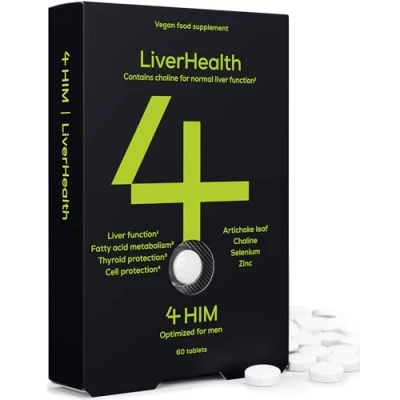 Image of 4 HIM LiverHealth Liver Support Supplements 60 Vegan Tablets for Function Made with Zinc, Choline and Selenium