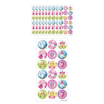Image of HENBRANDT Large Fantasy World Stickers 180 Assorted Teachers School Reward Arts and Crafts for Kids Birthday Party Bag Favours Loot Fillers Lucky Dip Girls Boys