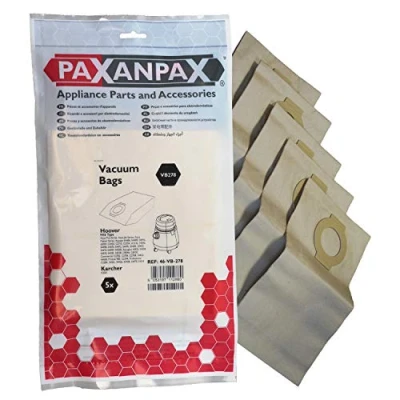 Image of Paxanpax VB278, Compatible Paper Vacuum Bags for Hoover &#039;H16&#039; Aqua Plus, Jet &amp; Master Series (Pack of 5), Brown