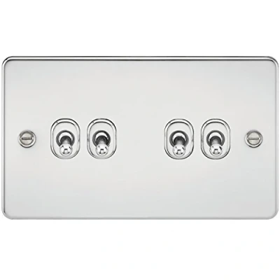 Image of KnightsBridge Flat Plate 10AX 4G 2 way toggle switch polished chrome