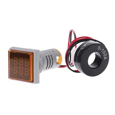 Image of LED Digital Dual Display Voltmeter Ammeter Voltage, Square Gauge Current Meter AC 60 500V 0 100A