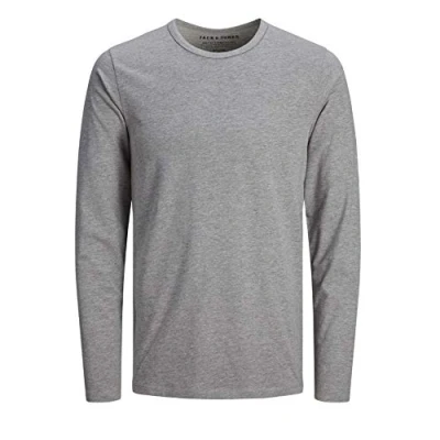 Image of Jack and Jones, men’s basic O neck long sleeved top, Noos Grey S
