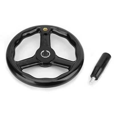 Image of 200 * 18mm Hand Wheel, Bakelite Wheel 3 Spoked Lathe Handwheel Anti Slip with Handle for Machine Tool (Black)