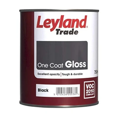 Image of Leyland Trade One Coat Gloss Paint Black 750ml