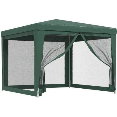 Image of vidaXL Party Tent with 4 Mesh Sidewalls Green 3x3 m HDPE