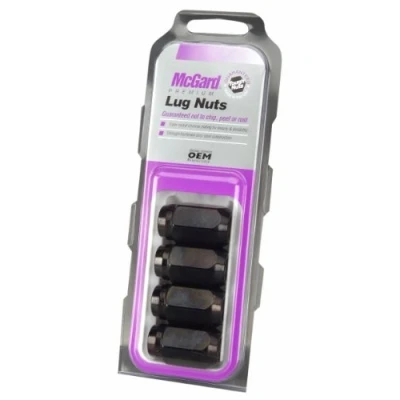 Image of McGard 64031 Black (M12 x 1.5 Thread Size) Cone Seat Style Lug Nut, (Set of 4), 4 Nuts