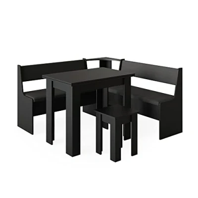 Image of Vicco Corner bench group Roman, Black, 150 x cm with table