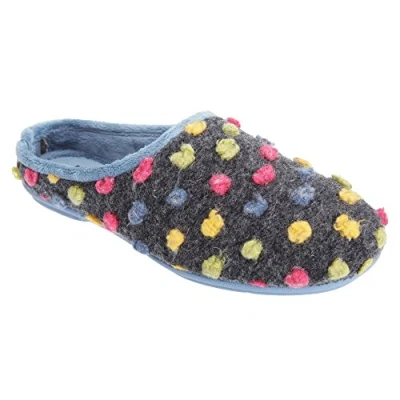 Image of Sleepers DONNA Ladies Spot Mule Slippers Blue UK 4