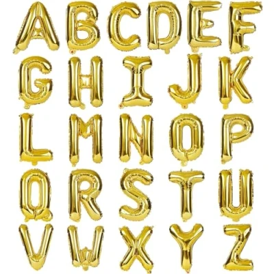 Image of 26 Pieces 16 Inch Gold Letters A Z Balloons, Mylar Foil Alphabets DIY Custom Personalized Phrase Banner for Birthday Anniversary Baby Shower Party Supplies Decoration