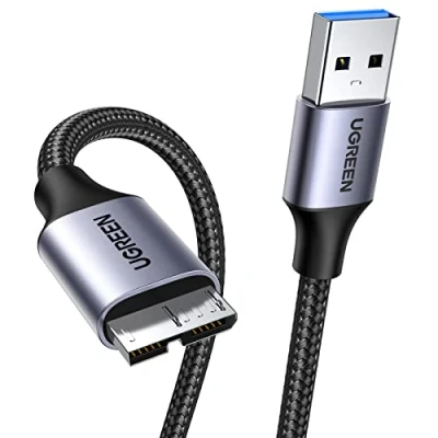 Image of UGREEN Hard Drive Cable Braided USB 3.0 Micro B Lead 2M 5Gbps SuperSpeed 4TB Max Compatible with External Drive, WD Element, Seagate Expansion, LaCie Rugged, Toshiba Canvio, Maxtor (2M)