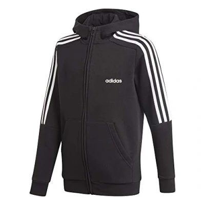Image of adidas Kids 3 Stripes Hoodie Black/White 11 12 Years