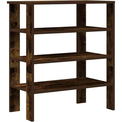Image of vidaXL Shoe Rack Smoked Oak Finish Engineered Wood Compact 61x32x70 cm Shelf