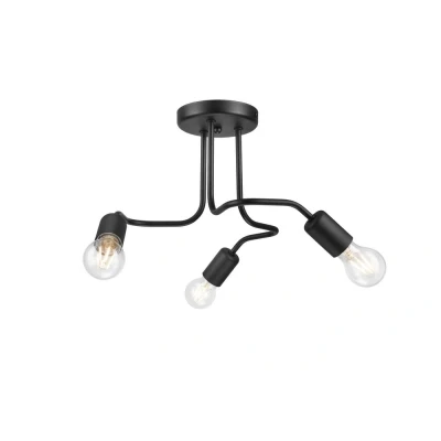 Image of Charlie Multi Arm Semi Flush Ceiling Light Black, 3x E27