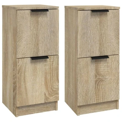 Image of vidaXL Sideboards 2 pcs Sonoma Oak 30x30x70 cm Engineered Wood