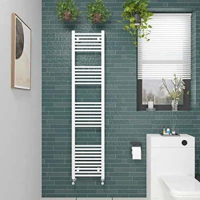 Image of NRG Straight Gloss White Bathroom Heated Towel Rail Radiator Central Heating Ladder Rad Warmer 1800x400mm