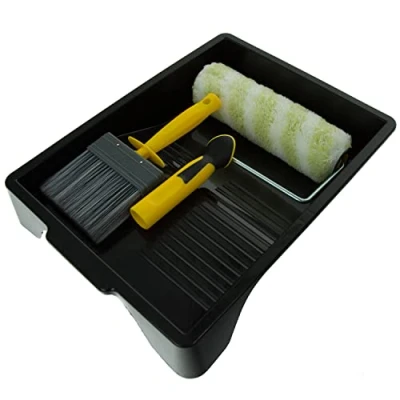 Image of Coral 10499 Max Coat Exterior Large Paint Roller Brush Kit for Sheds Fences Decking Masonry 4 Piece Pack Set
