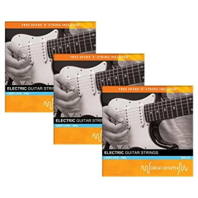 Image of World Rhythm Electric Guitar Strings Light (.010 .046) Gauge with Spare High &#039;e&#039; 3 Pack