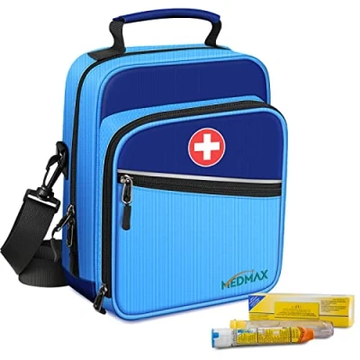 Image of MEDMAX Insulin Cooler EpiPen Carrying Case Insulated, Travel Medication Diabetes Supplies Organizer Bag with Shoulder Strap for Asthma Inhaler, Auvi Q, Allergy Medicine Essentials, (Blue)
