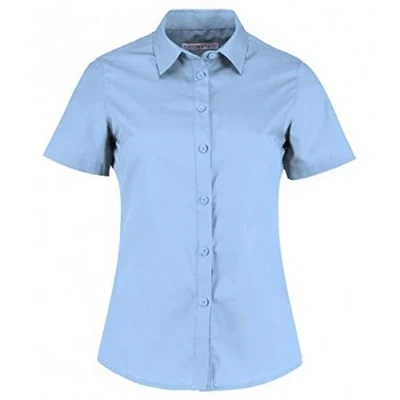Image of Kustom Kit Womens/Ladies Short Sleeve Tailored Poplin Shirt (14) (Light Blue)