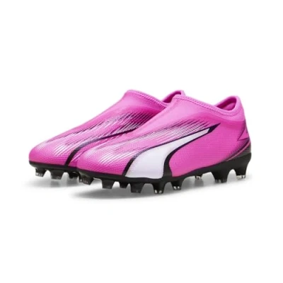 Image of Puma Unisex Youth Ultra Match Ll Fg/Ag Jr Soccer Shoes, Poison Pink White Black, 4 UK
