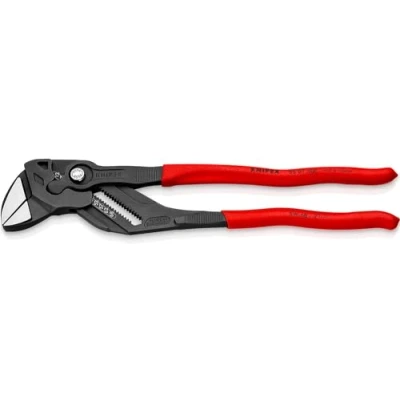 Image of Knipex pliers wrench and a in single tool grey atramentized, with non slip plastic coating 300 mm (self service card/blister) 86 01 SB
