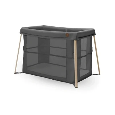 Image of Maxi Cosi Iris 2 in 1 Baby Travel Cot, 0 3 Years, up to 15 kg, Compact Sleeping Levels, Foldable &amp; Lightweight, Thick Foam Mattress, Mesh Sides, Bag, Eco Care, Beyond Graphite