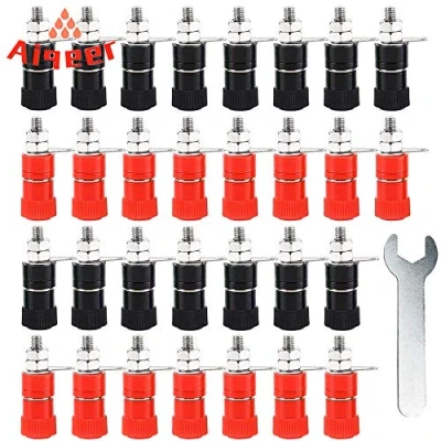 Image of Aiqeer 30 Pcs 4 mm Banana Socket, Binding Post Terminal, Connector Terminal Jack Type Panel Female (Red, Black)