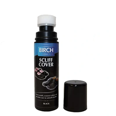 Image of BIRCH Scuff Cover BLACK 75ml High Pigment Wax Shine Shoe Polish Instant Liquid Boot Paste For Smooth Leather Work, Casual and Dress Shoes
