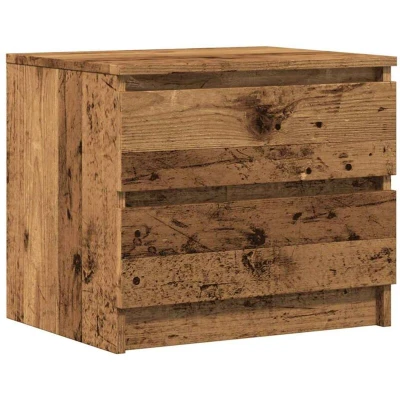 Image of vidaXL bedside cabinet nightstand engineered wood, old wood finish, 2 drawers, versatile use in bedroom/living room/study, 50x40x43.5 cm