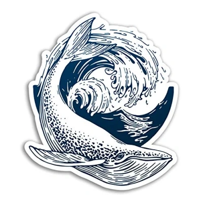 Image of 2 x 10cm Whale Vinyl Stickers Wave Ocean Nature Sticker Laptop Luggage #17969 (10cm Tall)