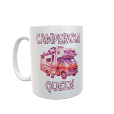 Image of Decalarama Campervan Queen Mug Gift Nice Novelty Cute Funny Joke Holiday Travel Vacation Cup Present