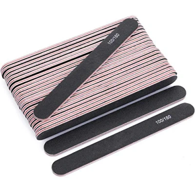 Image of 25Pcs Emery Boards for Nails Black Home and Salon Use(100/180 Grit)