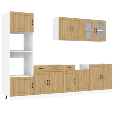 Image of vidaXL Kitchen Cabinet Set 7 Piece Artisan Oak Engineered Wood, Modern Storage Solution for