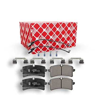 Image of 4H6698451, 4H6698451A Brake pad set FEBI BILSTEIN 116341 Rear Axle incl. wear warning contact with fastening material attachment