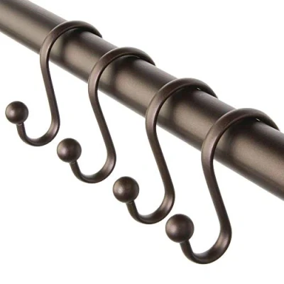 Image of iDesign Metal Shower Curtain Hooks, The Axis Collection, Set of 12, Bronze, 12 Count