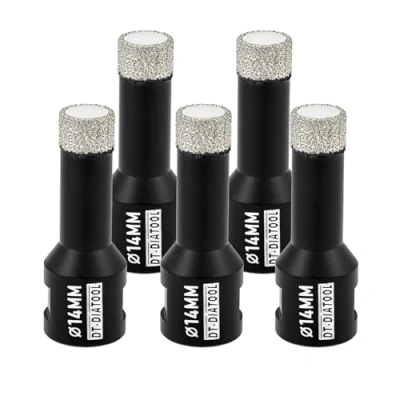 Image of DT DIATOOL Diamond Drill Bit 5PCS 14mm Hole Saw for Dry Drilling Tile Porcelain Marble Ceramic Granite