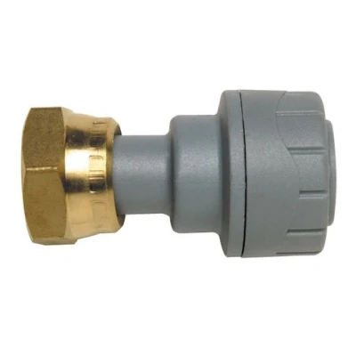 Image of Polypipe Polyplumb Straight Tap Connector Grey 15mm X 3/4 Inch Pb71534