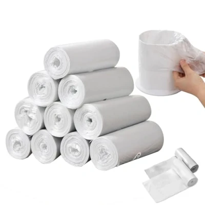 Image of Sadocom 3L Small Bin Bags, 300 Counts, 30 * 35 cm, Liners for Mini Desktop Bin, Bathroom Office Car Trash Food Waste White