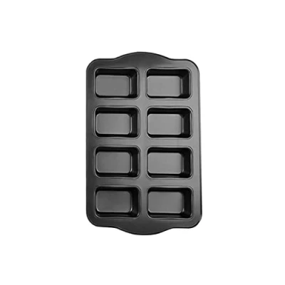 Image of Gurlideo 8 Mini Loaf Pans Tin Cake Pan Non Stick Carbon Steel Baking for Oven Baking,Grey (1 Set)