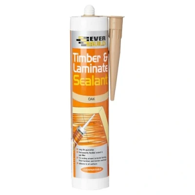Image of Everbuild Timber and Laminate Sealant Permanently Flexible Gap Filler Solvent Free Oak 290ml