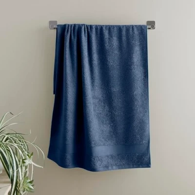 Image of Catherine Lansfield Anti Bacterial Soft &amp; Absorbent Cotton Hand Towel Navy Blue