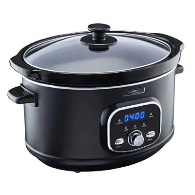 Image of Cooks Professional Digital Slow Cooker Cookers with Glass Lid &amp; 2 Heat Settings Including Delay Keep Warm Function One Pot Timer for Large Family 3.5 Litres
